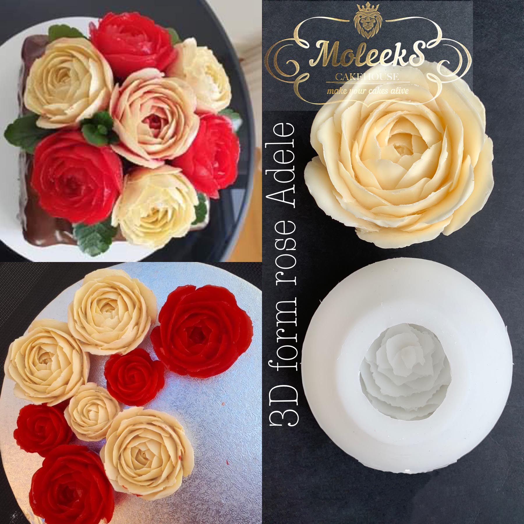 Set of 2 ADELLE ROSE Molds - 3D floral