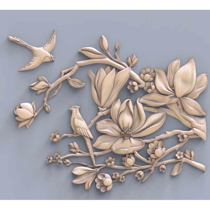 MAGNOLIA BRANCH & BIRDS Mold - nature